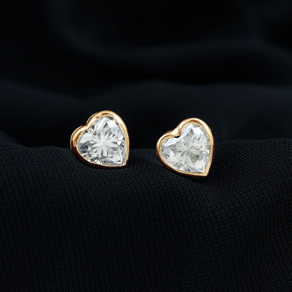 Certified Bezel Set 7mm Lab Grown Diamond Heart Earrings