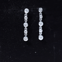 Round Cut Diamond Chain Dangle Earrings For Women