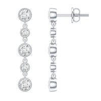 Round Cut Diamond Chain Dangle Earrings For Women