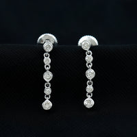 Round Cut Diamond Chain Dangle Earrings For Women