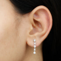 Round Cut Diamond Chain Dangle Earrings For Women