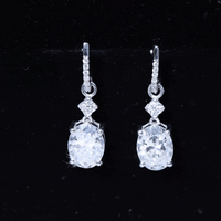 Oval Cut Lab Grown Diamond Dangling Earrings For Bride