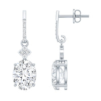 Oval Cut Lab Grown Diamond Dangling Earrings For Bride