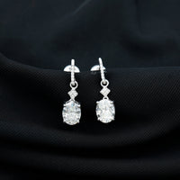 Oval Cut Lab Grown Diamond Dangling Earrings For Bride
