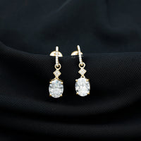 Oval Cut Lab Grown Diamond Dangling Earrings For Bride