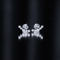 Round Diamond Curved Crawler Stud Earrings with Screw Backs