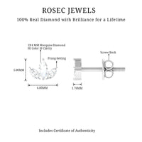 Marquise Cut Diamond Leaf Stud Earrings for Women