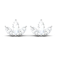 Marquise Cut Diamond Leaf Stud Earrings for Women