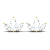 Marquise Cut Diamond Leaf Stud Earrings for Women