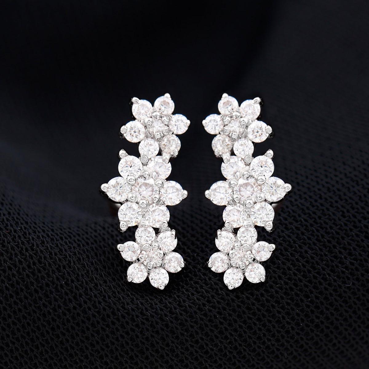 Certified Moissanite Flower Stud Earrings for Women