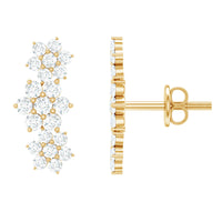 Certified Moissanite Flower Stud Earrings for Women