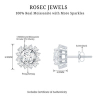 Round 1 Carat Moissanite Halo Stud Earrings for Women