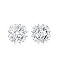 Round 1 Carat Moissanite Halo Stud Earrings for Women