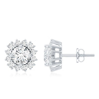 Round 1 Carat Moissanite Halo Stud Earrings for Women