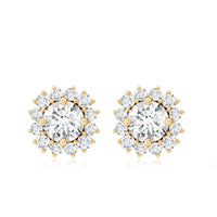 Round 1 Carat Moissanite Halo Stud Earrings for Women