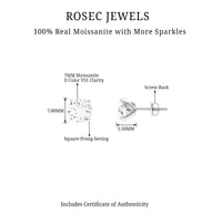 7MM Moissanite Solitaire Stud Earrings for Women