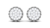 Natural Diamond Cluster Stud Earrings with Screw Back