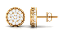 Natural Diamond Cluster Stud Earrings with Screw Back