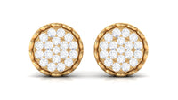 Natural Diamond Cluster Stud Earrings with Screw Back