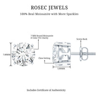 2.7 Carat Round Moissanite Studs in Claw Setting