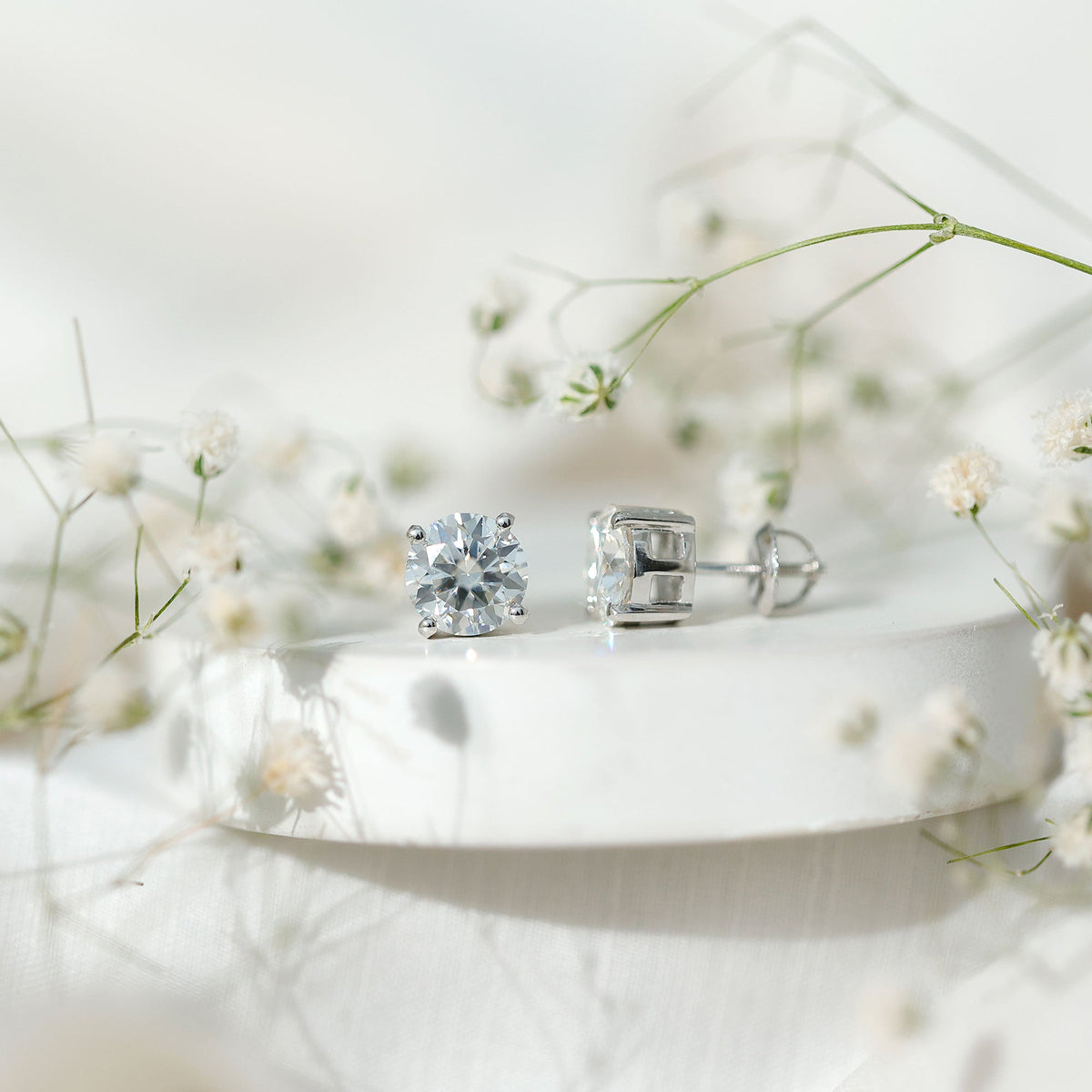 Certified 2.7 Carat Moissanite Stud Earrings in Silver