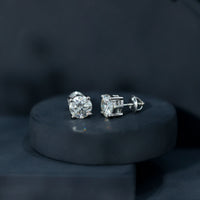 2.7 Carat Round Moissanite Studs in Claw Setting