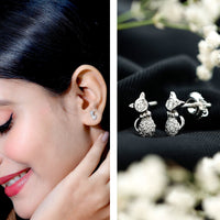 Certified Diamond Cat Kitty Earrings