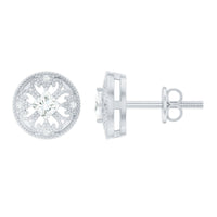 Rosec Jewels real diamond bridal stud earrings with certificate, featuring sparkling diamond studs on a sleek metal setting.