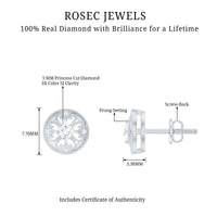 Rosec Jewels real diamond bridal stud earrings with certificate, featuring sparkling diamond studs on a classic setting.