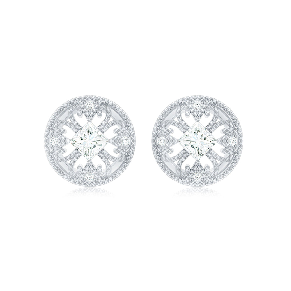 Rosec Jewels real diamond bridal stud earrings with certificate, showcasing elegant diamond studs on a white background.