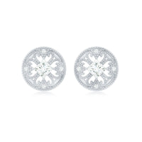 Rosec Jewels real diamond bridal stud earrings with certificate, showcasing elegant diamond studs on a white background.
