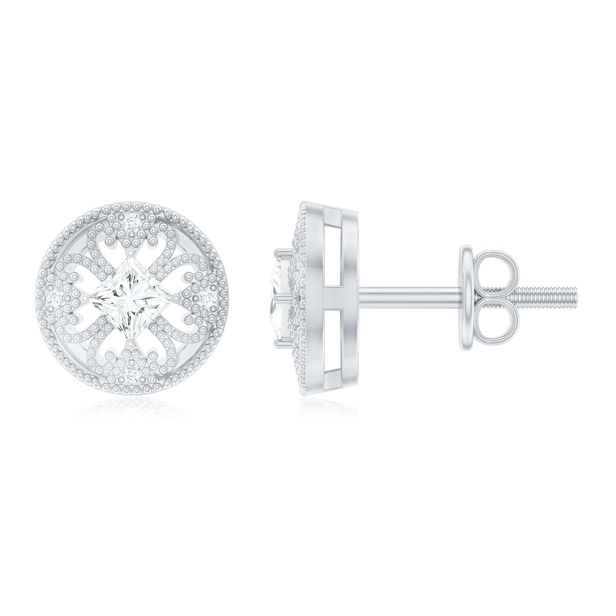 Rosec Jewels real diamond bridal stud earrings with certification, featuring sparkling diamond stones set in elegant earrings design.