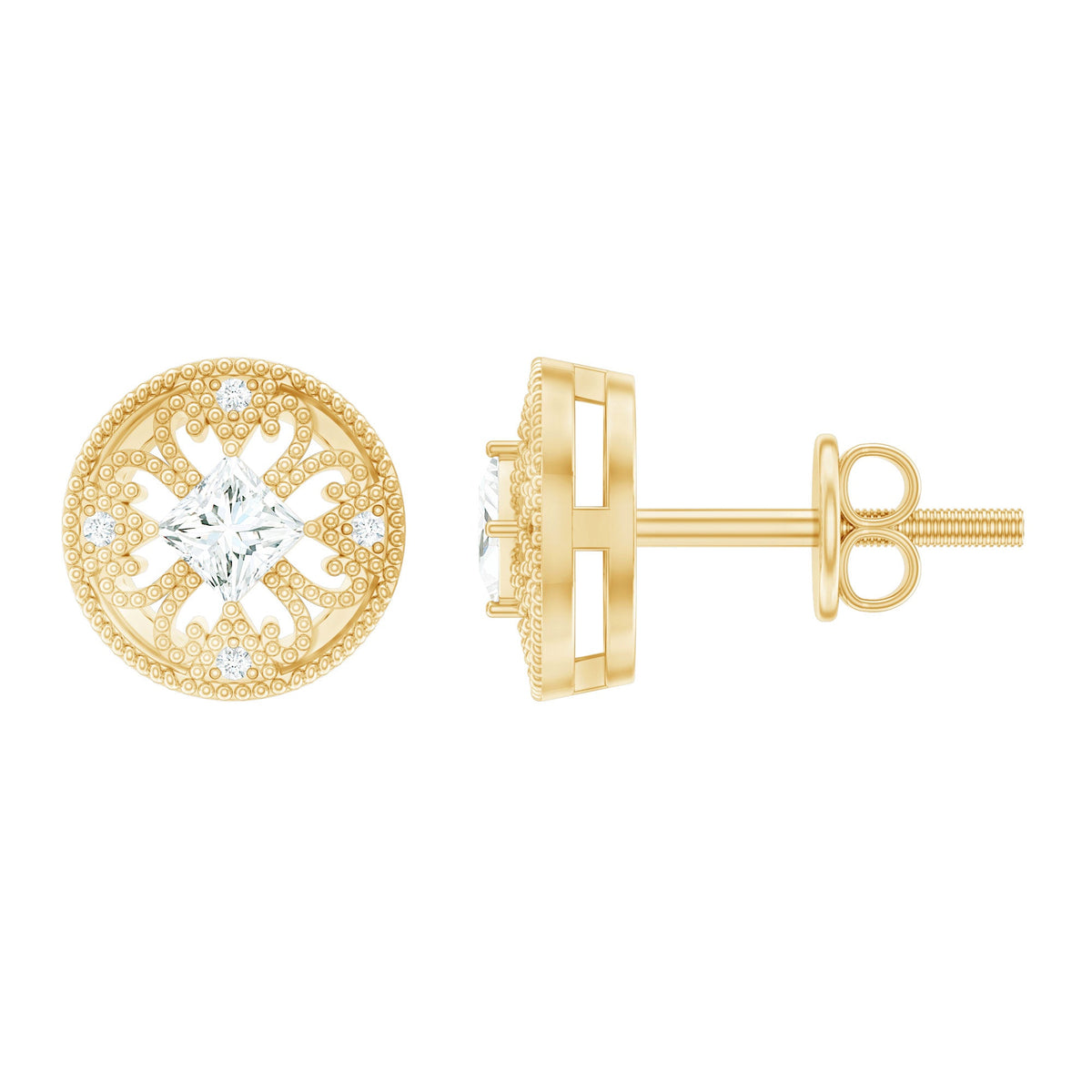 Rosec Jewels real diamond bridal stud earrings with certificate, showcasing elegant diamond earrings with secure stud design.