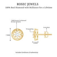 Rosec Jewels real diamond bridal stud earrings with certificate, showcasing sparkling diamond earrings on a white background.