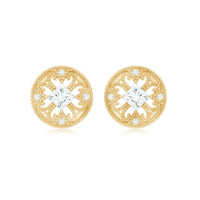 Rosec Jewels real diamond bridal stud earrings with certificate, featuring sparkling diamond studs on a sleek metal setting.