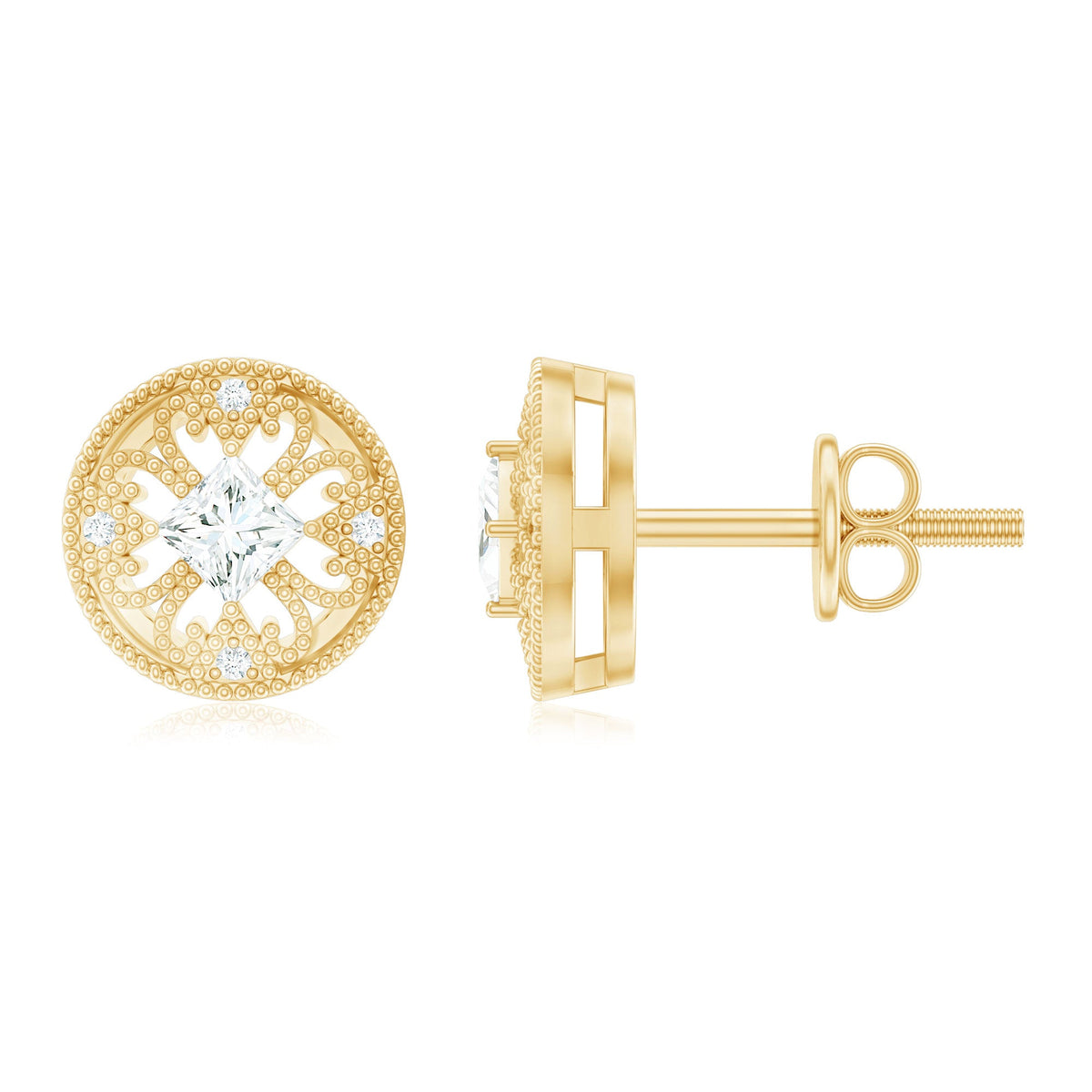 Rosec Jewels real diamond bridal stud earrings with certificate, featuring sparkling diamonds and elegant design.