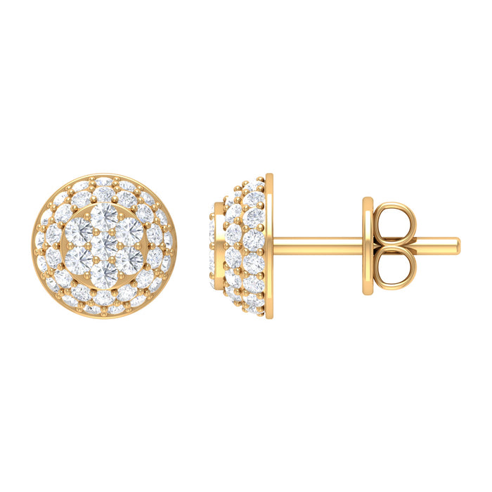 Certified diamond bridal stud earrings with screw back by Rosec Jewels, featuring sparkling diamonds on a sleek metal setting.