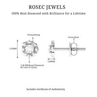 Round Diamond Floral Stud Earrings in Prong Setting