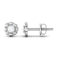 Round Diamond Floral Stud Earrings in Prong Setting