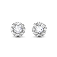 Round Diamond Floral Stud Earrings in Prong Setting