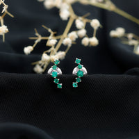 Graduated Natural Emerald Ear Climber Earrings for Women