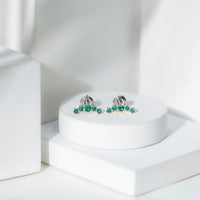 Graduated Natural Emerald Ear Climber Earrings for Women