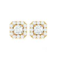 Minimalist Natural Diamond Halo Stud Earrings with Screw Back