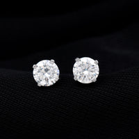 1 Carat Round Shape Solitaire Moissanite Stud Earrings
