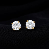 1 Carat Round Shape Solitaire Moissanite Stud Earrings