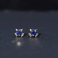 Natural 0.8 Carat Blue Sapphire Hello Kitty earrings for Women