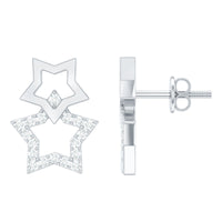 Double Star Stud Earrings with Diamond