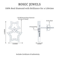 Double Star Stud Earrings with Diamond