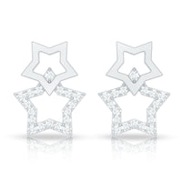 Double Star Stud Earrings with Diamond