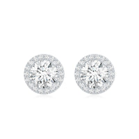 3 CT Certified Moissanite Minimal Stud Earrings with Halo in Gold
